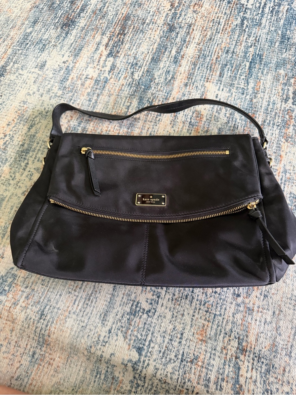 kate spade Black Leather Shoulder Bag with Gold Hardware